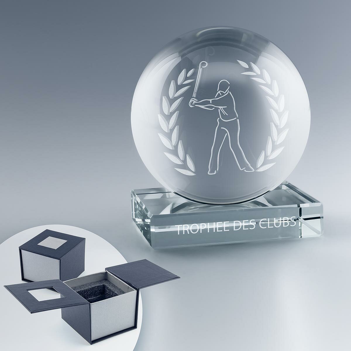 Trophée Sphère sur Socle de Verre Trophée Sphère sur Socle de Verre
