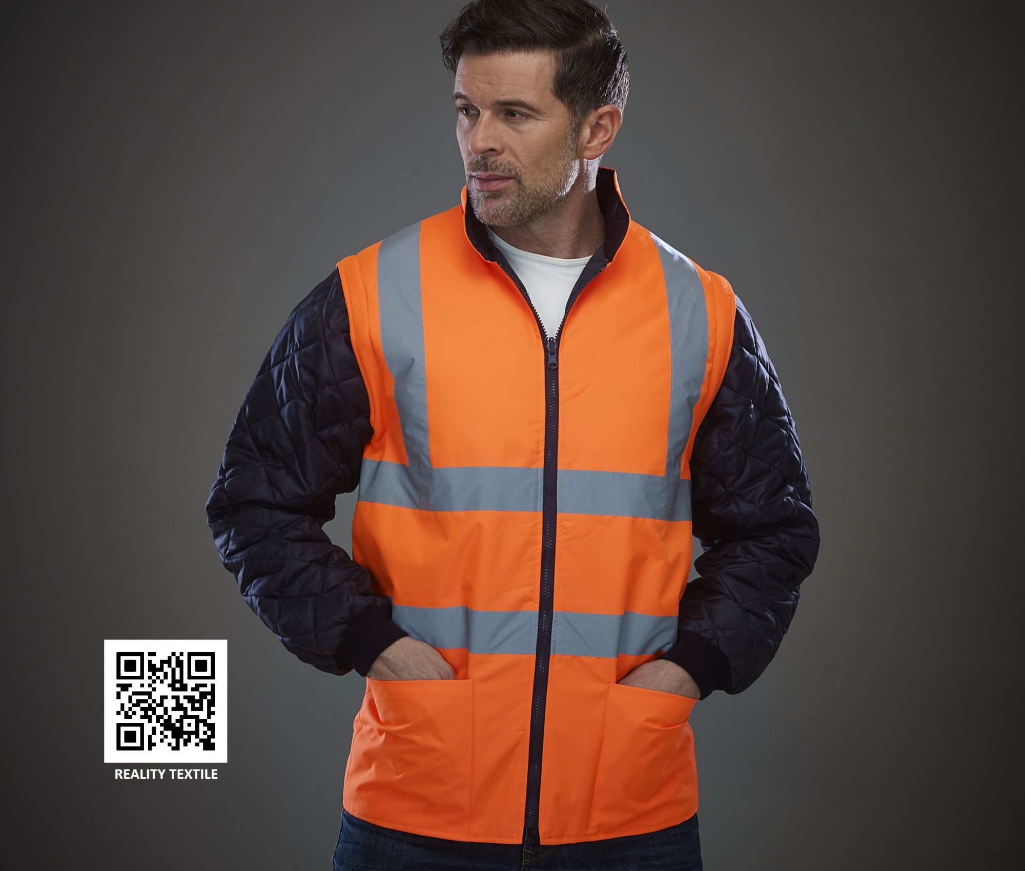 Vêtement haute visibilité Parka matelassée avec manches détachables Yoko Hi-Vis Quilted Jacket With Detachable Sleeves Vêtement haute visibilité Parka matelassée avec manches détachables Yoko Hi-Vis Quilted Jacket With Detachable Sleeves